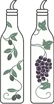 The Classy Cruet's logo consisting of two olive oil bottles decorated with olive branches