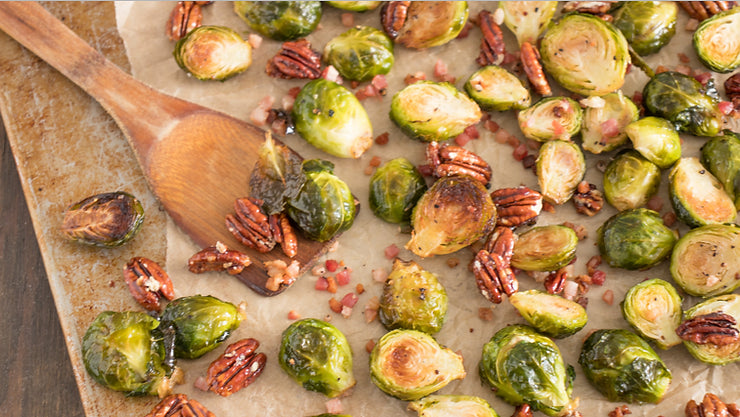 BRUSSELS SPROUTS & PANCETTA WITH CANDIED PECANS