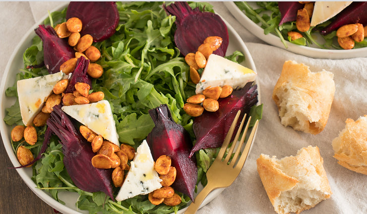 BEET & BLUE CHEESE SALAD WITH SMOKY ALMONDS