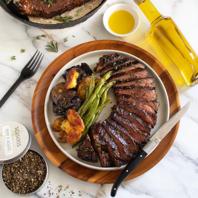 MARINATED STRIP STEAKS