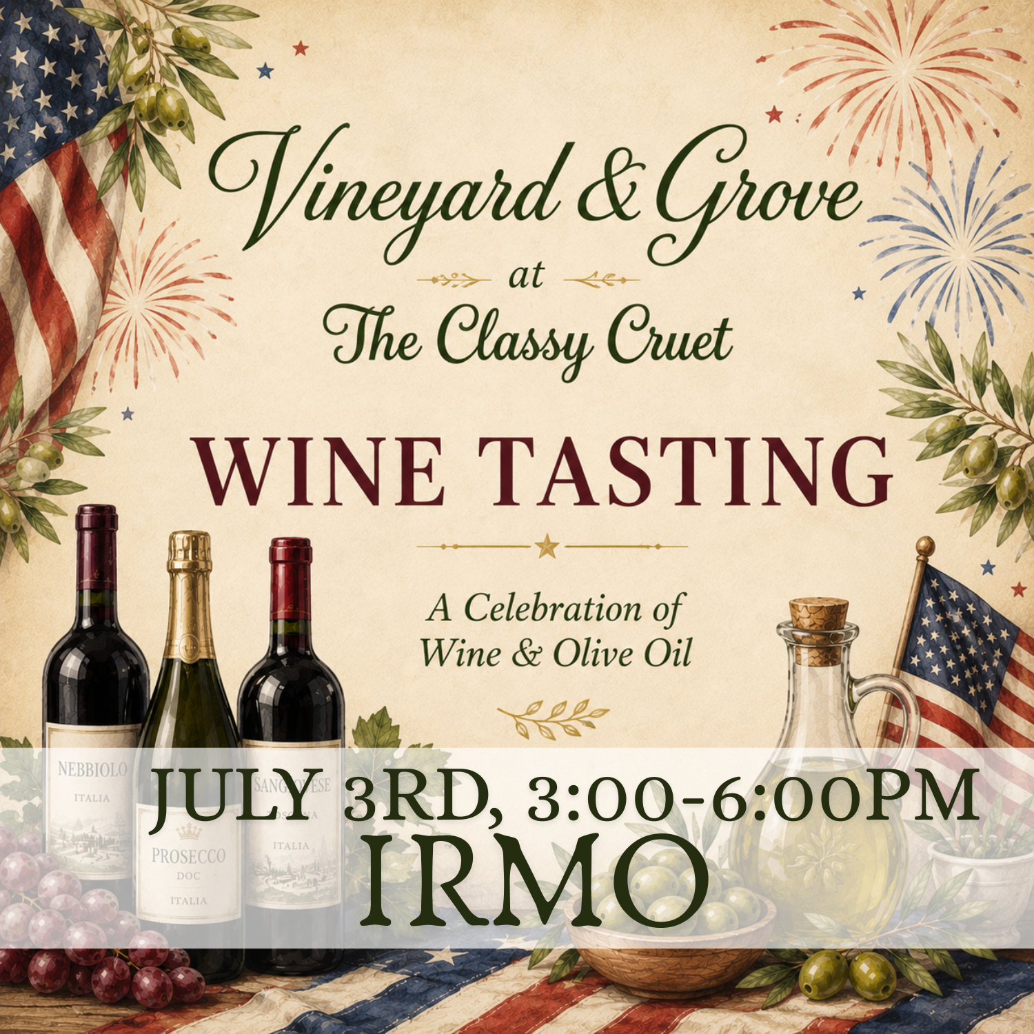 Wine Tasting: "Vineyard & Grove" · July 3rd · Irmo